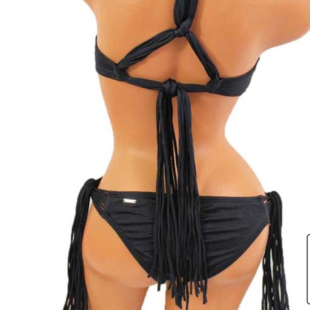 V Secret Black Macrame Cut Out Monokini